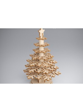 Σετ των 2 Intra απο ξύλο plywood 3mm-4mm πάχος τρισδιάστατο χριστουγεννιάτικο πεύκο. Xmas Δίασταση 15x15 cm INTRAFABR-81907274