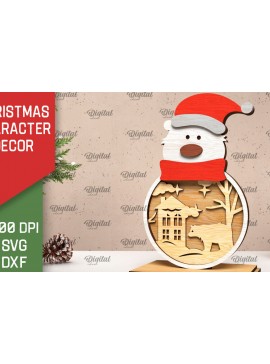 Σετ των 2 Intra απο ξύλο plywood 3mm-4mm πάχος Τρισδιάστατη χριστουγεννιάτικη πολική αρκούδα Δίασταση 15x15 cm INTRAFABR-105996270