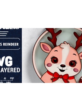 Σετ των 2 Intra απο ξύλο plywood 3mm-4mm πάχος 3D Χριστουγεννιάτικο Τάρανδο Papercut Δίασταση 1500x1500 cm INTRAFABR-103552249