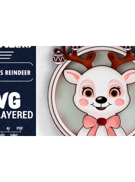 Σετ των 2 Intra απο ξύλο plywood 3mm-4mm πάχος 3D Χριστουγεννιάτικο Τάρανδο Papercut Δίασταση 1500x1500 cm INTRAFABR-103552248