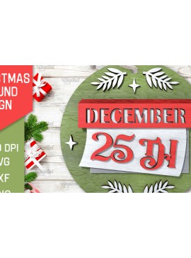 Σετ των 2 Intra απο ξύλο plywood 3mm-4mm πάχος Τρισδιάστατη χριστουγεννιάτικη στρογγυλή πινακίδα κοπής με λέιζερ Δίασταση 15x15 cm INTRAFABR-105630436