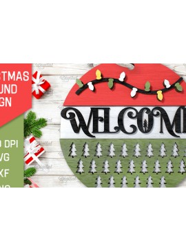 Σετ των 2 Intra απο ξύλο plywood 3mm-4mm πάχος Τρισδιάστατη χριστουγεννιάτικη στρογγυλή πινακίδα κοπής με λέιζερ Δίασταση 15x15 cm INTRAFABR-105630562