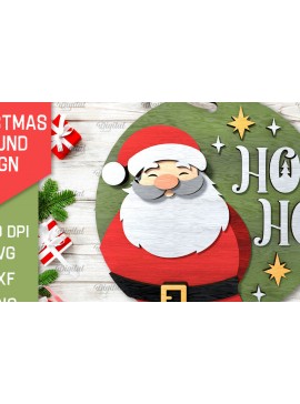 Σετ των 3 Intra απο ξύλο plywood 3mm-4mm πάχος Τρισδιάστατη χριστουγεννιάτικη στρογγυλή πινακίδα κοπής με λέιζερ Δίασταση 15x15 cm INTRAFABR-105630608