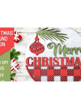 Σετ των 2 Intra απο ξύλο plywood 3mm-4mm πάχος Τρισδιάστατη χριστουγεννιάτικη στρογγυλή πινακίδα κοπής με λέιζερ Δίασταση 15x15 cm INTRAFABR-105630401