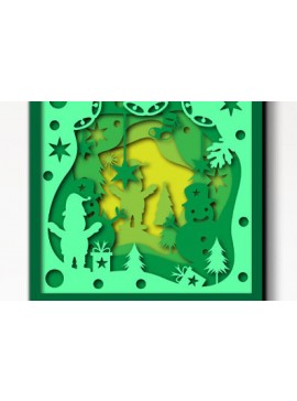 Σετ των 2 Intra απο ξύλο plywood 3mm-4mm πάχος 3D Christmas Shadow BOX Δίασταση 25x25 cm INTRAFABR-80289287