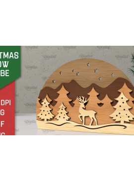 Σετ των 3 Intra απο ξύλο plywood 3mm-4mm πάχος Τρισδιάστατη Χριστουγεννιάτικη σφαίρα χιονιού Δίασταση 15x15 cm INTRAFABR-105758174