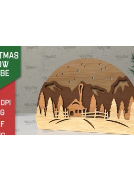 Σετ των 2 Intra απο ξύλο plywood 3mm-4mm πάχος Τρισδιάστατη Χριστουγεννιάτικη σφαίρα χιονιού Δίασταση 15x15 cm INTRAFABR-105757730