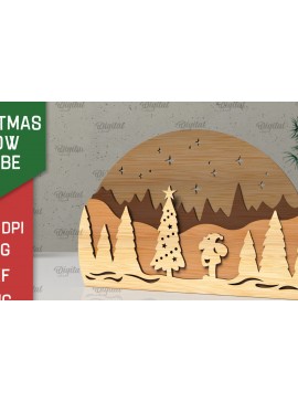 Σετ των 2 Intra απο ξύλο plywood 3mm-4mm πάχος Τρισδιάστατη Χριστουγεννιάτικη σφαίρα χιονιού Δίασταση 15x15 cm INTRAFABR-105757797