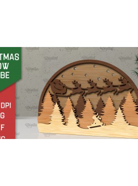 Σετ των 2 Intra απο ξύλο plywood 3mm-4mm πάχος Τρισδιάστατη Χριστουγεννιάτικη σφαίρα χιονιού Δίασταση 15x15 cm INTRAFABR-105758010