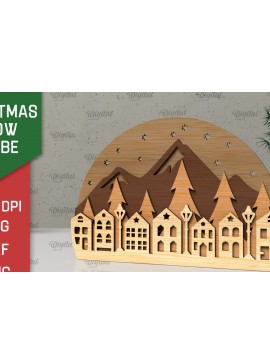 Σετ των 2 Intra απο ξύλο plywood 3mm-4mm πάχος Τρισδιάστατη Χριστουγεννιάτικη σφαίρα χιονιού Δίασταση 15x15 cm INTRAFABR-105758088