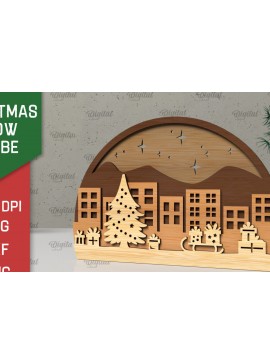 Σετ των 2 Intra απο ξύλο plywood 3mm-4mm πάχος Τρισδιάστατη Χριστουγεννιάτικη σφαίρα χιονιού Δίασταση 15x15 cm INTRAFABR-105757675