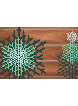 Σετ των 2 Intra απο ξύλο plywood 3mm-4mm πάχος 3D Χριστουγεννιάτικη νιφάδα χιονιού Δίασταση 15x15 cm INTRAFABR-17408378