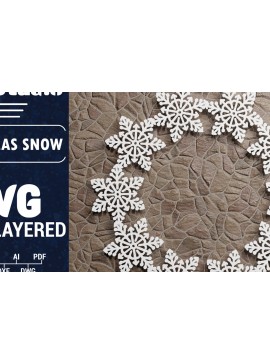 Σετ των 2 Intra απο ξύλο plywood 3mm-4mm πάχος Τρισδιάστατη χριστουγεννιάτικη νιφάδα χιονιού Papercut Δίασταση 1500x1500 cm INTRAFABR-74344221