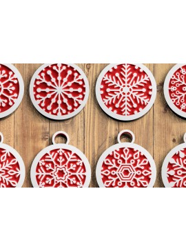 Σετ των 2 Intra απο ξύλο plywood 3mm-4mm πάχος Τρισδιάστατη δέσμη Snowflake Papercut για τα Χριστούγεννα Δίασταση 1200x1200 cm INTRAFABR-71403295