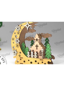 Σετ των 2 Intra απο ξύλο plywood 3mm-4mm πάχος 3D Χριστουγεννιάτικο Stan Decor Σχέδιο κοπής με λέιζερ Δίασταση 15x15 cm INTRAFABR-109742768