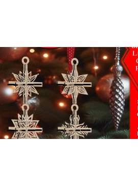 Σετ των 3 Intra απο ξύλο plywood 3mm-4mm πάχος 3D Χριστουγεννιάτικων Αστεριών V15 Δίασταση 1x1 cm INTRAFABR-108866059