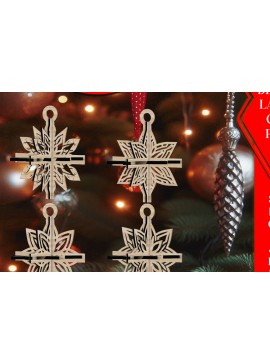 Σετ των 3 Intra απο ξύλο plywood 3mm-4mm πάχος 3D Χριστουγεννιάτικων Αστεριών V17 Δίασταση 1x1 cm INTRAFABR-108866259