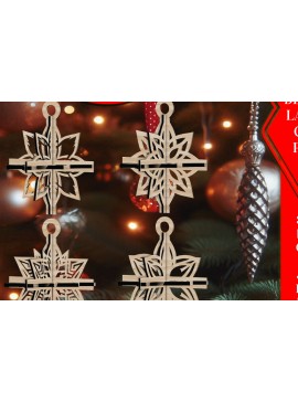 Σετ των 3 Intra απο ξύλο plywood 3mm-4mm πάχος 3D Χριστουγεννιάτικων Αστεριών V18 Δίασταση 1x1 cm INTRAFABR-108866365