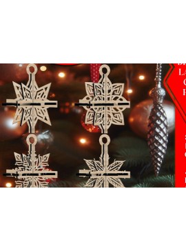 Σετ των 3 Intra απο ξύλο plywood 3mm-4mm πάχος 3D Χριστουγεννιάτικων Αστεριών V19 Δίασταση 1x1 cm INTRAFABR-108866480