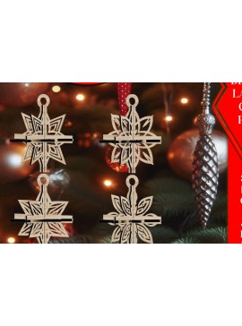 Σετ των 3 Intra απο ξύλο plywood 3mm-4mm πάχος 3D Χριστουγεννιάτικων Αστεριών V20 Δίασταση 1x1 cm INTRAFABR-108866635