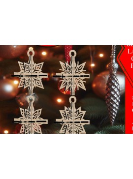 Σετ των 3 Intra απο ξύλο plywood 3mm-4mm πάχος 3D Χριστουγεννιάτικων Αστεριών V21 Δίασταση 1x1 cm INTRAFABR-108866784