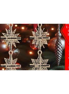 Σετ των 3 Intra απο ξύλο plywood 3mm-4mm πάχος 3D Χριστουγεννιάτικων Αστεριών V5 Δίασταση 1x1 cm INTRAFABR-108670362