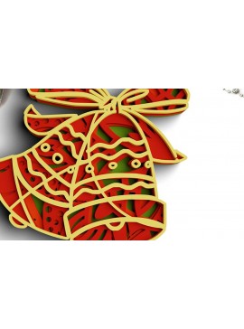 Σετ των 2 Intra απο ξύλο plywood 3mm-4mm πάχος 3D Christmas 4 Layer Bell Δίασταση 30x30 cm INTRAFABR-77143598
