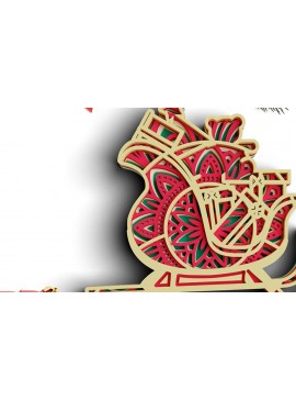 Σετ των 2 Intra απο ξύλο plywood 3mm-4mm πάχος Τρισδιάστατο Χριστουγεννιάτικο Έλκηθρο 4 επιπέδων Δίασταση 30x30 cm INTRAFABR-77143658