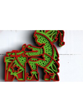 Σετ των 2 Intra απο ξύλο plywood 3mm-4mm πάχος 3D Christmas 5 Layer Elf Δίασταση 15x15 cm INTRAFABR-77143713