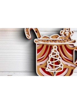 Σετ των 2 Intra απο ξύλο plywood 3mm-4mm πάχος 3D Christmas Christmas Cup Δίασταση 30x30 cm INTRAFABR-77143997