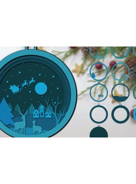 Σετ των 2 Intra απο ξύλο plywood 3mm-4mm πάχος Τρισδιάστατα χριστουγεννιάτικα , Cut Δίασταση 1200x1200 cm INTRAFABR-18509567