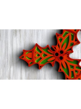 Intra απο ξύλο plywood 3mm-4mm πάχος 3D Χριστουγεννιάτικο γκι Δίασταση 30x30 cm INTRAFABR-77143482