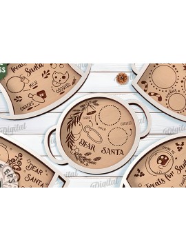 Σετ των 2 Intra απο ξύλο plywood 3mm-4mm πάχος 3D Δίσκοι Χριστουγέννων Δέσμη κοπής με λέιζερ Δίασταση 15x15 cm INTRAFABR-110382591