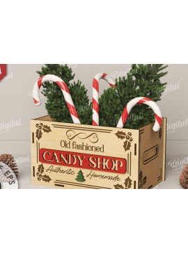 Σετ των 2 Intra απο ξύλο plywood 3mm-4mm πάχος Τρισδιάστατο κουτί χριστουγεννιάτικων λιχουδιών με Δίασταση 15x15 cm INTRAFABR-111221448