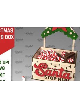 Σετ των 2 Intra απο ξύλο plywood 3mm-4mm πάχος Τρισδιάστατο κουτί χριστουγεννιάτικων λιχουδιών με Δίασταση 15x15 cm INTRAFABR-107015008