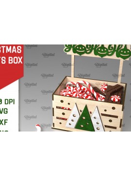 Σετ των 2 Intra απο ξύλο plywood 3mm-4mm πάχος Τρισδιάστατο κουτί χριστουγεννιάτικων λιχουδιών με Δίασταση 15x15 cm INTRAFABR-107015398
