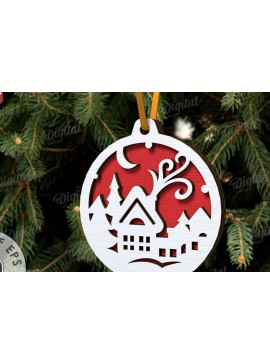 Σετ των 2 Intra απο ξύλο plywood 3mm-4mm πάχος Τρισδιάστατη διακόσμηση Χριστουγεννιάτικου Δέντρου Δίασταση 15x15 cm INTRAFABR-107889195