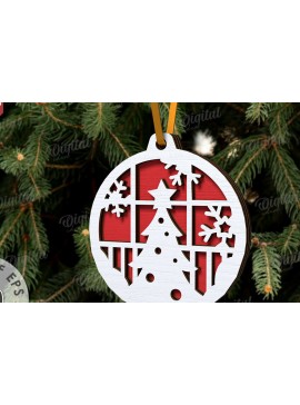 Σετ των 3 Intra απο ξύλο plywood 3mm-4mm πάχος Τρισδιάστατη διακόσμηση Χριστουγεννιάτικου Δέντρου Δίασταση 15x15 cm INTRAFABR-107889439