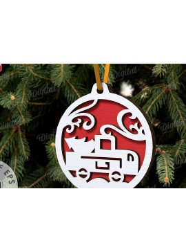 Σετ των 2 Intra απο ξύλο plywood 3mm-4mm πάχος Τρισδιάστατη διακόσμηση Χριστουγεννιάτικου Δέντρου Δίασταση 15x15 cm INTRAFABR-107889470