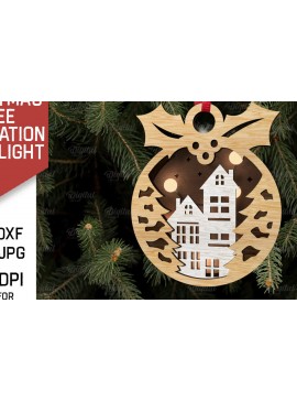 Σετ των 2 Intra απο ξύλο plywood 3mm-4mm πάχος Τρισδιάστατη διακόσμηση Χριστουγεννιάτικου Δέντρου Δίασταση 15x15 cm INTRAFABR-107623111