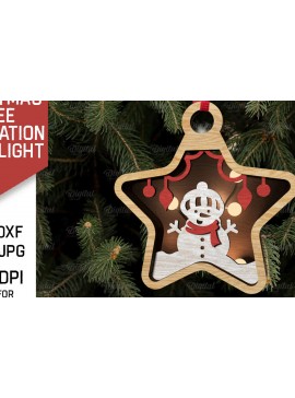 Σετ των 2 Intra απο ξύλο plywood 3mm-4mm πάχος Τρισδιάστατη διακόσμηση Χριστουγεννιάτικου Δέντρου Δίασταση 15x15 cm INTRAFABR-107623198