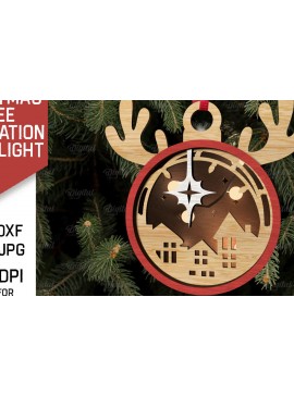 Σετ των 2 Intra απο ξύλο plywood 3mm-4mm πάχος Τρισδιάστατη διακόσμηση Χριστουγεννιάτικου Δέντρου Δίασταση 15x15 cm INTRAFABR-107623220