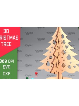 Σετ των 2 Intra απο ξύλο plywood 3mm-4mm πάχος Τρισδιάστατο σχέδιο κοπής χριστουγεννιάτικου δέντρου με λέιζερ Δίασταση 15x15 cm INTRAFABR-104362122