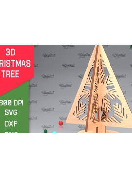 Σετ των 2 Intra απο ξύλο plywood 3mm-4mm πάχος Τρισδιάστατο σχέδιο κοπής χριστουγεννιάτικου δέντρου με λέιζερ Δίασταση 15x15 cm INTRAFABR-104362429