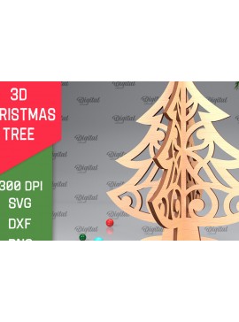 Σετ των 2 Intra απο ξύλο plywood 3mm-4mm πάχος Τρισδιάστατο σχέδιο κοπής χριστουγεννιάτικου δέντρου με λέιζερ Δίασταση 15x15 cm INTRAFABR-104362449