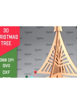 Σετ των 2 Intra απο ξύλο plywood 3mm-4mm πάχος Τρισδιάστατο σχέδιο κοπής χριστουγεννιάτικου δέντρου με λέιζερ Δίασταση 15x15 cm INTRAFABR-104362466