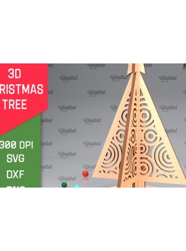 Σετ των 2 Intra απο ξύλο plywood 3mm-4mm πάχος Τρισδιάστατο σχέδιο κοπής χριστουγεννιάτικου δέντρου με λέιζερ Δίασταση 15x15 cm INTRAFABR-104361738