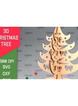 Σετ των 2 Intra απο ξύλο plywood 3mm-4mm πάχος Τρισδιάστατο σχέδιο κοπής χριστουγεννιάτικου δέντρου με λέιζερ Δίασταση 15x15 cm INTRAFABR-104361956