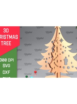 Σετ των 2 Intra απο ξύλο plywood 3mm-4mm πάχος Τρισδιάστατο σχέδιο κοπής χριστουγεννιάτικου δέντρου με λέιζερ Δίασταση 15x15 cm INTRAFABR-104362055