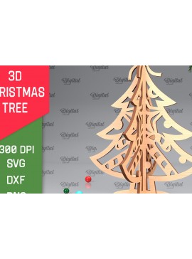 Σετ των 2 Intra απο ξύλο plywood 3mm-4mm πάχος Τρισδιάστατο σχέδιο κοπής χριστουγεννιάτικου δέντρου με λέιζερ Δίασταση 15x15 cm INTRAFABR-104361655